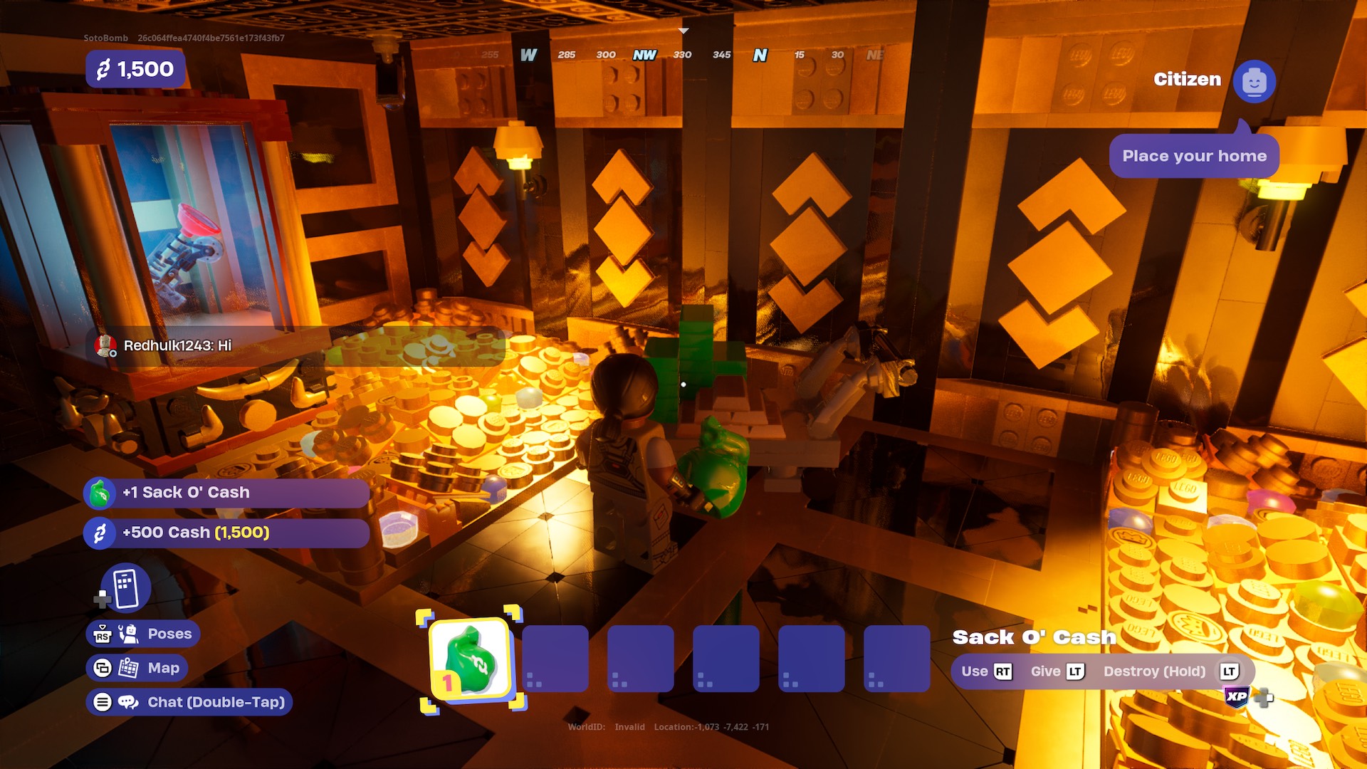 Cómo entrar en la bóveda del banco y robar un saco o efectivo en Lego Fortnite Brick Life