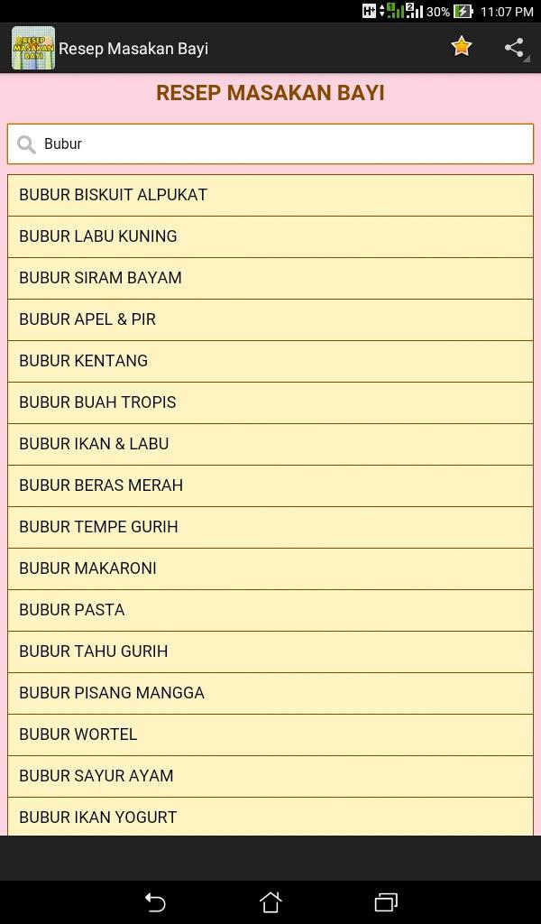 Resep Masakan Bayi