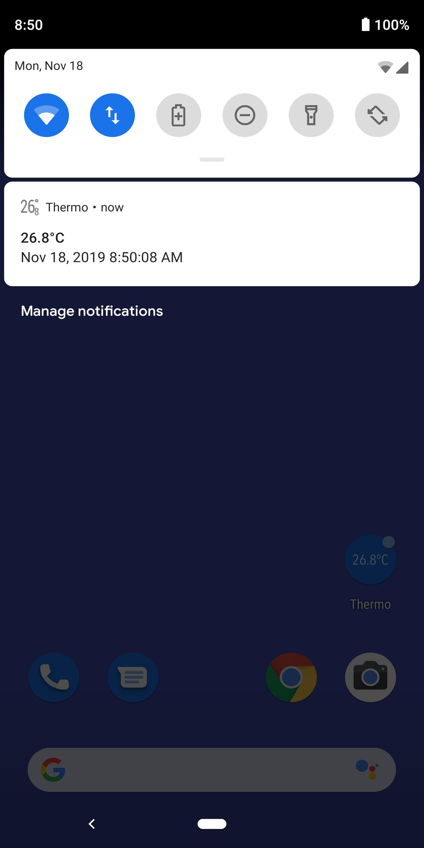 Thermometer in Status Bar + Notification