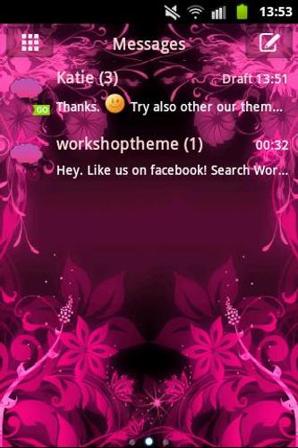 Theme Pink Flower GO SMS