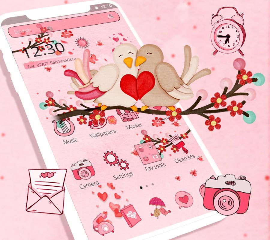 Cute Romantic Love Birds Theme
