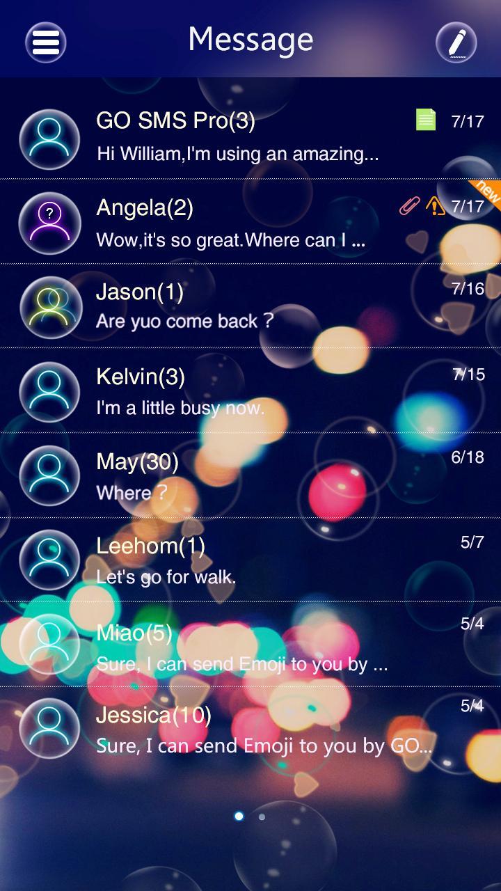 GO SMS COLOR BUBBLE THEME