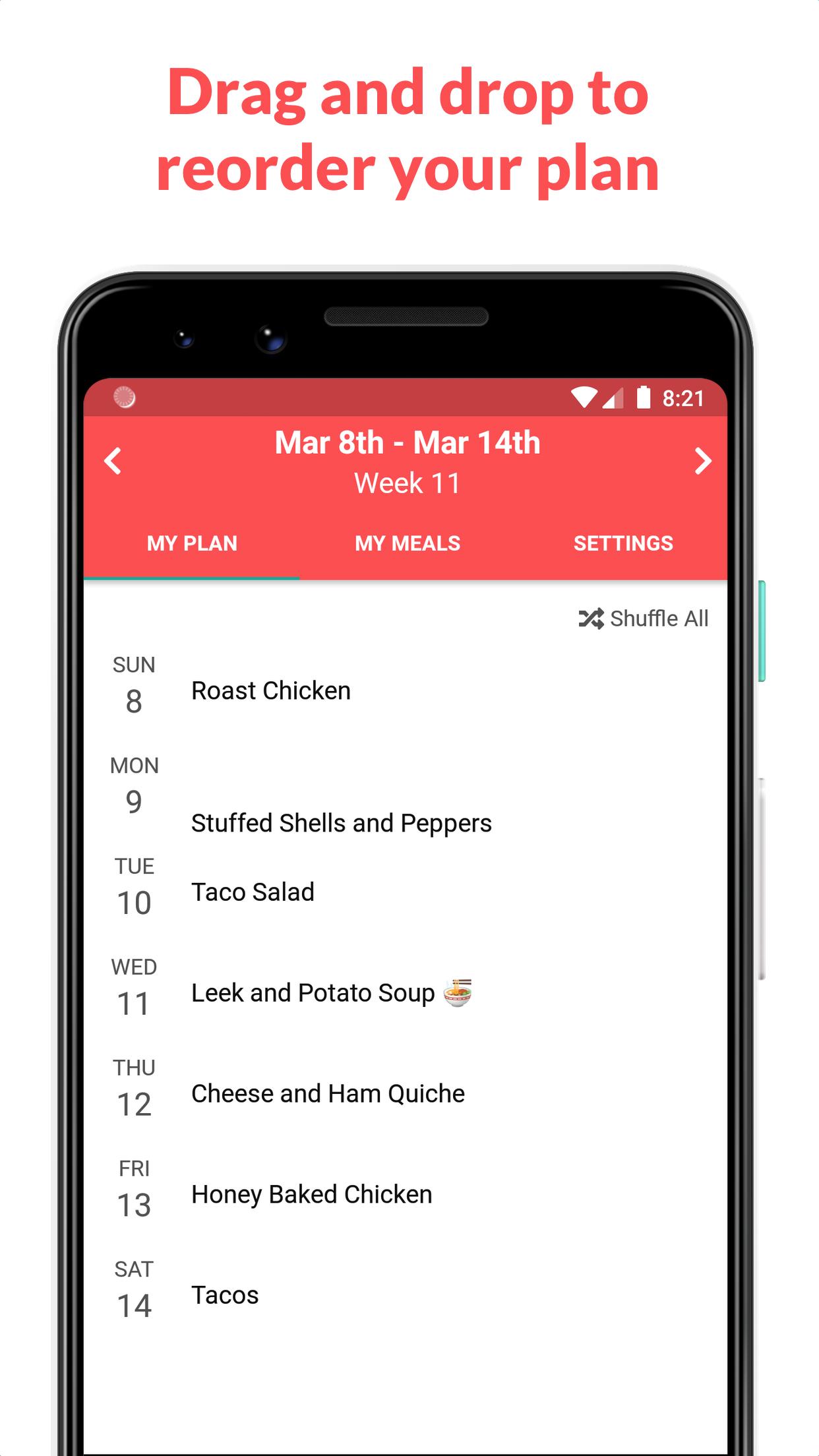 Weekly Meal Planner & Calendar