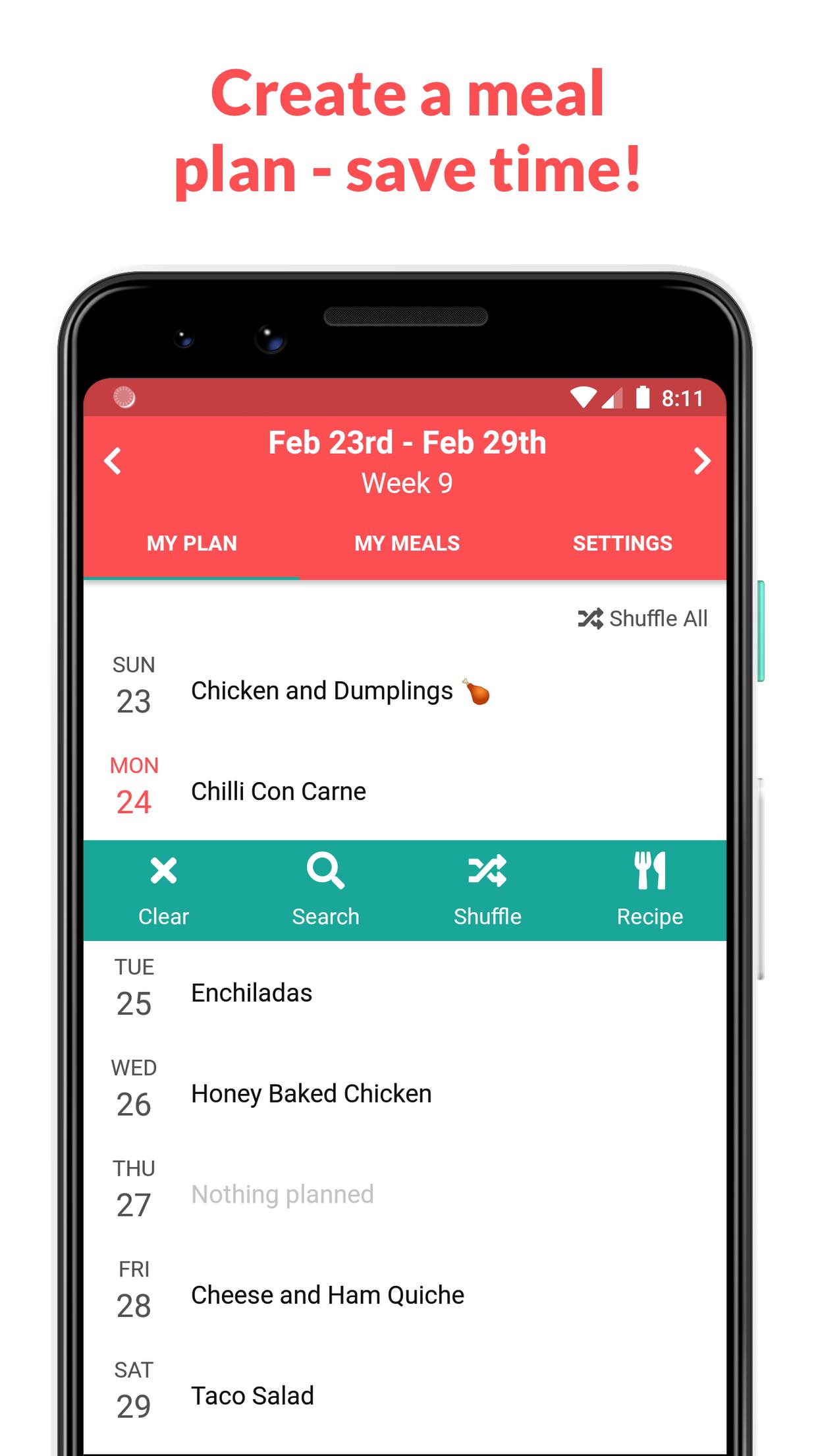 Weekly Meal Planner & Calendar