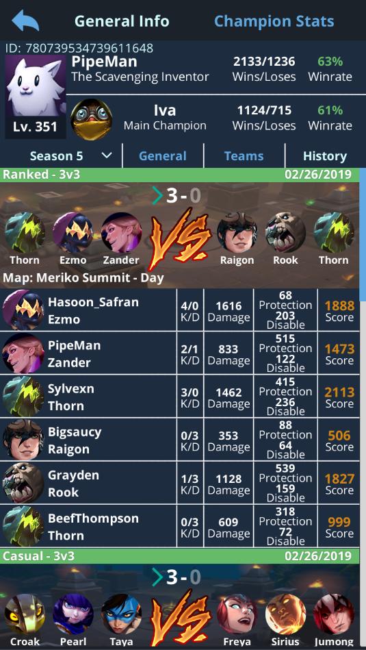 Battlerite Database