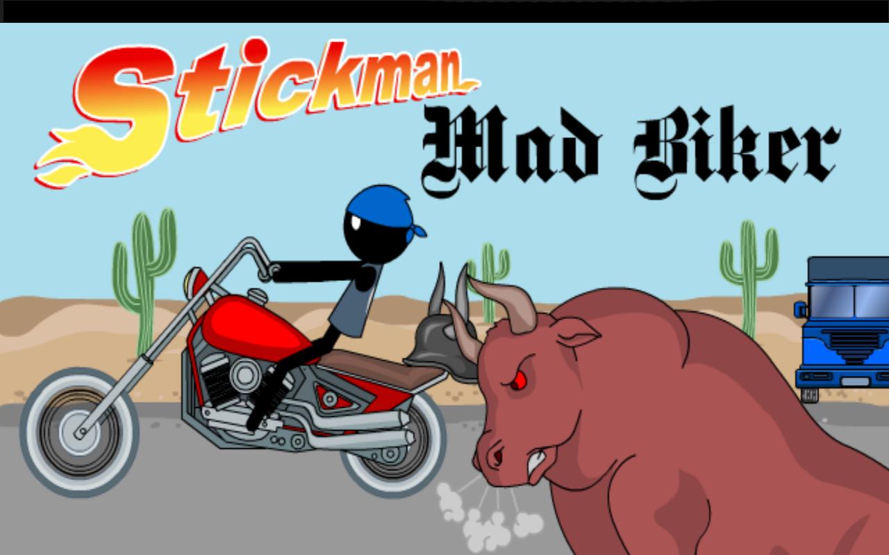 Stickman mentalist. Mad biker